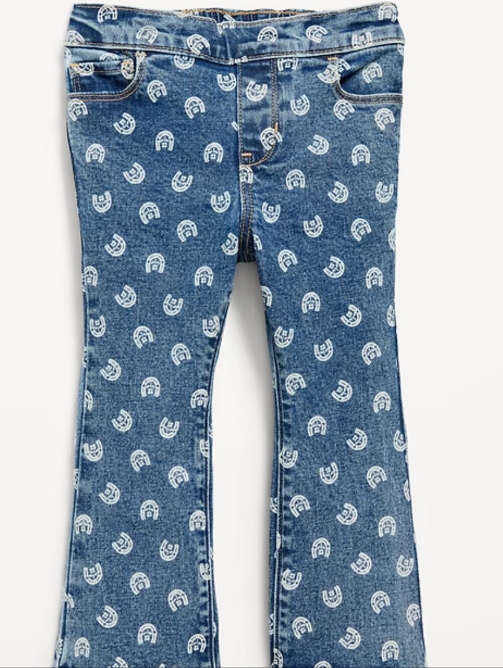 Old Navy Girl's Printed Blue Denim Flare Jeans, Size 4T